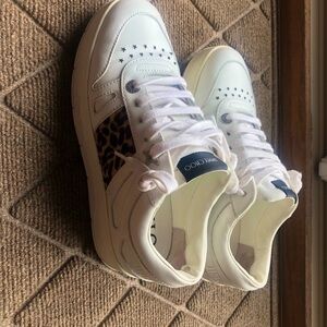 Jimmy Choo White and Leopard Print Sneakers
